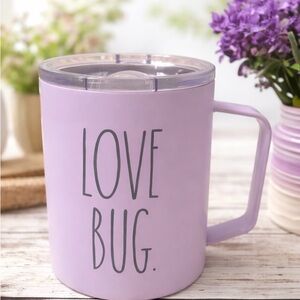NEW Rae Dunn ‘LOVE BUG’ Purple Stainless Steel Insulated Mug 20 oz